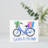 GEFELICITEERD Cute Blauwe Fiets Custom VERJAARDAG Briefkaart (Staand voorkant)