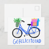 GEFELICITEERD Cute Blue Bicycle Aangepaste verjaar Briefkaart (Voorkant / Achterkant)