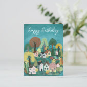 GEFELICITEERD Cute Country Village Illustratie Briefkaart (Staand voorkant)