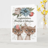 Gefeliciteerd Cute Deer Couple Kaart (Gele Bloem)