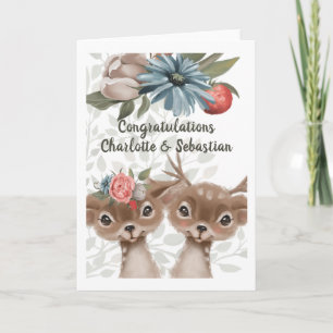 Gefeliciteerd Cute Deer Couple Kaart