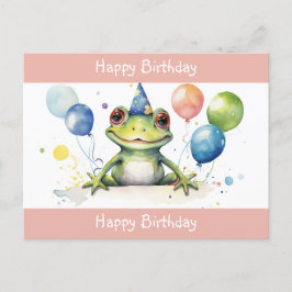 Gefeliciteerd Cute Green kikker met ballonnen Briefkaart