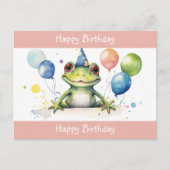 Gefeliciteerd Cute Green kikker met ballonnen Briefkaart (Voorkant)