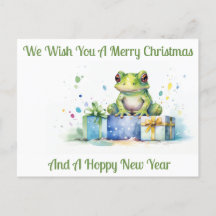 Gefeliciteerd Cute Groene kikker met ingepakte cad