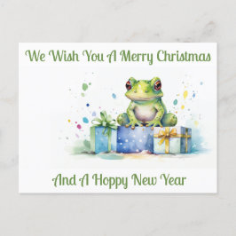 Gefeliciteerd Cute Groene kikker met ingepakte cad Briefkaart