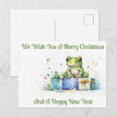 Gefeliciteerd Cute Groene kikker met ingepakte cad Briefkaart (Voorkant / Achterkant)