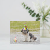 Gefeliciteerd Cute Hond Met Cupcake Briefkaart (Staand voorkant)