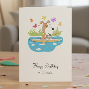 Gefeliciteerd Cute Hond Puppies Kayak Kayakken Kaart