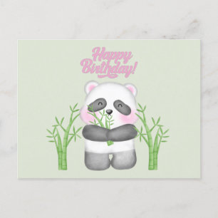 Gefeliciteerd Cute Panda Beer en Bamboe Briefkaart
