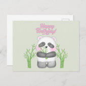 Gefeliciteerd Cute Panda Beer en Bamboe Briefkaart (Voorkant / Achterkant)