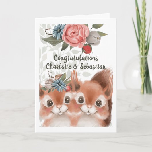 Gefeliciteerd Cute Squirrel Couple Kaart (Voorkant)