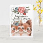 Gefeliciteerd Cute Squirrel Couple Kaart (Gele Bloem)