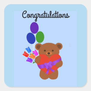 Gefeliciteerd Cute Teddy Bear #3 Stickers