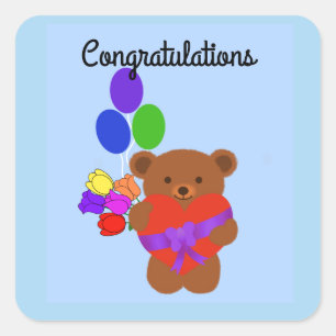 Gefeliciteerd Cute Teddy Bear #4 Stickers