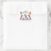 Gefeliciteerd Cute Unicorns Viering  Vierkante Sticker (Tas)