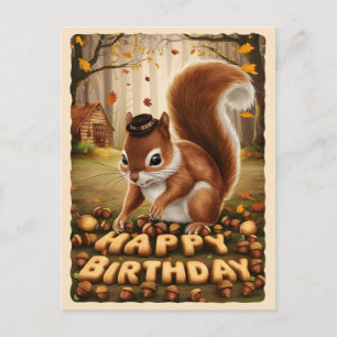 Gefeliciteerd Cute Vintage Eekhoorn Briefkaart