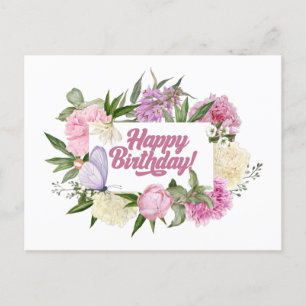 Gefeliciteerd Cute Vintage Waterverf Bloemen Briefkaart