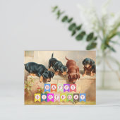 Gefeliciteerd, Dachshond-puppy's, Briefkaart (Staand voorkant)