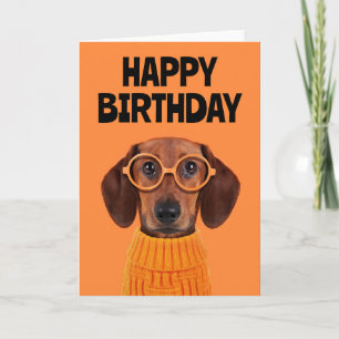 Gefeliciteerd   Dachshund Oranje trui Kaart