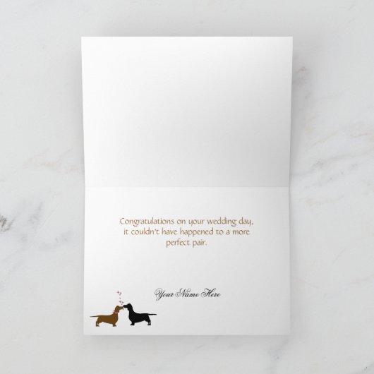 Gefeliciteerd Dachshund Wedding Kaart (Binnen)