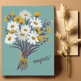 GEFELICITEERD Daisy Boeket Bloemstuk Aangepast Briefkaart