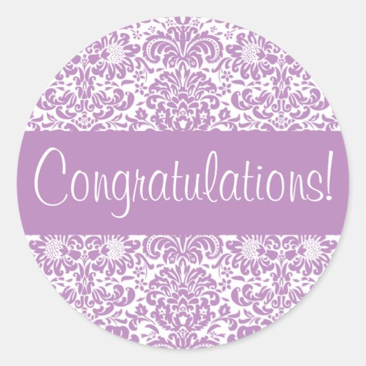 Gefeliciteerd Damask Envelope Seal Ronde Sticker (Voorkant)