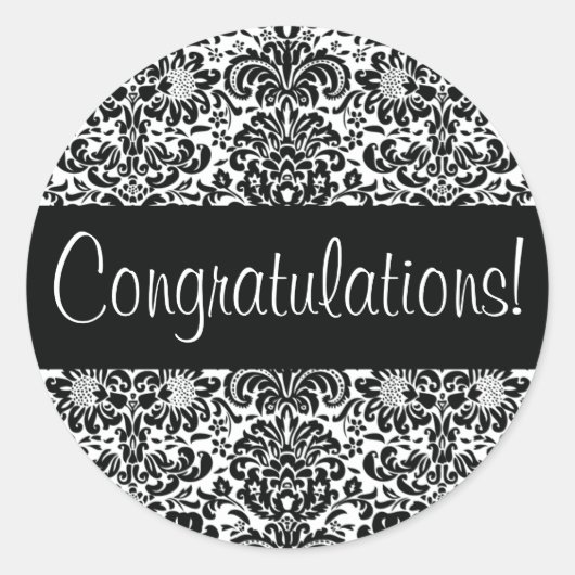 Gefeliciteerd Damask Envelope Seal Ronde Sticker (Voorkant)