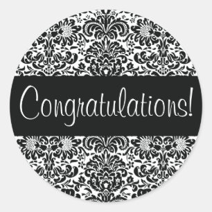Gefeliciteerd Damask Envelope Seal Ronde Sticker