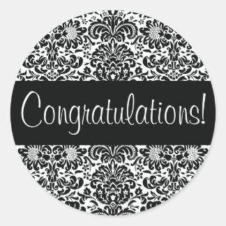 Gefeliciteerd Damask Envelope Seal Ronde Sticker
