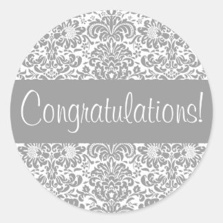 Gefeliciteerd Damask Envelope Seal Ronde Sticker