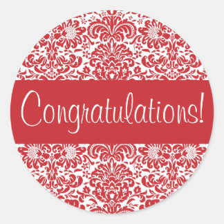 Gefeliciteerd Damask Envelope Seal Ronde Sticker