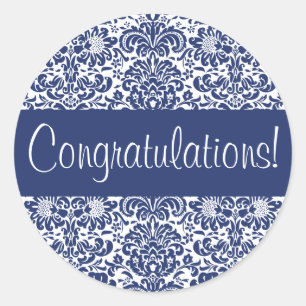 Gefeliciteerd Damask Envelope Seal Ronde Sticker