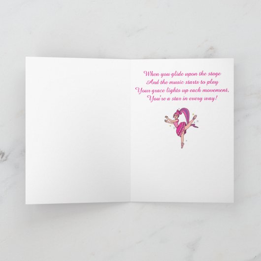 Gefeliciteerd Dans Overweging Ballerina met Boog Kaart (Binnen)