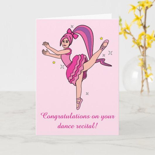 Gefeliciteerd Dans Overweging Ballerina met Boog Kaart (Gele Bloem)