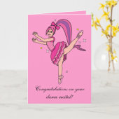 Gefeliciteerd Dans Overweging Ballerina met Boog Kaart (Gele Bloem)