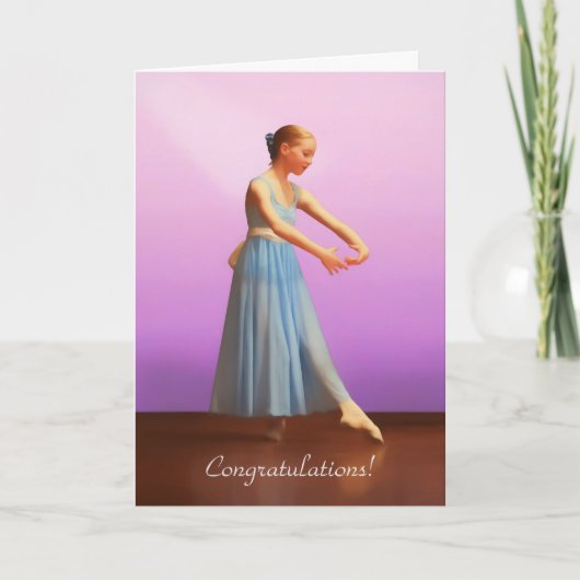 Gefeliciteerd, dansoverweging, ballerina in blauw kaart (Voorkant)