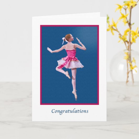 Gefeliciteerd, dansoverweging, ballerina kaart (Gele Bloem)