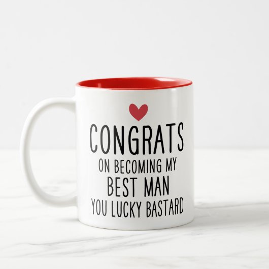 Gefeliciteerd dat je mijn getuige bent, jij geluks tweekleurige koffiemok (Links)