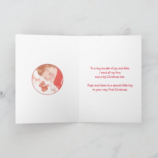 Gefeliciteerd. December Baby Jongen Feestdagen Kaart (Binnen)