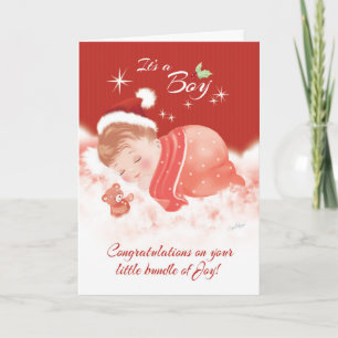 Gefeliciteerd. December Baby Jongen Feestdagen Kaart