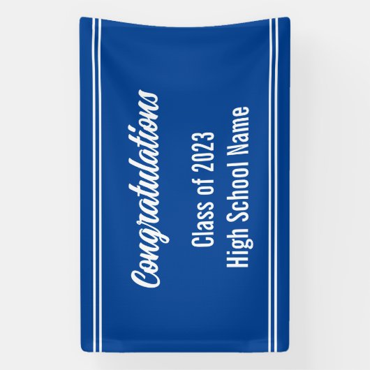 Gefeliciteerd Deep Blue en White High School Spandoek (Verticaal)
