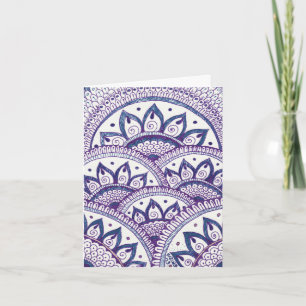 Gefeliciteerd Denim Blues Damask Indian Mandala Kaart