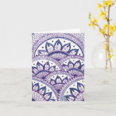 Gefeliciteerd Denim Blues Damast Indiase Mandala Kaart (Gele Bloem)