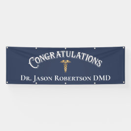 Gefeliciteerd Dentist Dental Modern Blue Afstudeer Spandoek