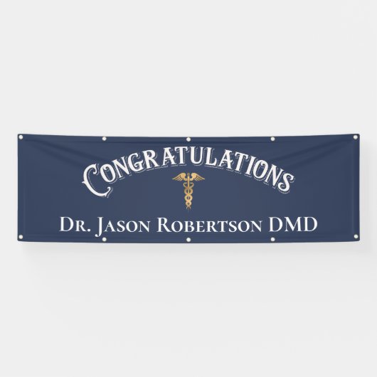 Gefeliciteerd Dentist Dental Modern Blue Afstudeer Spandoek (Horizontaal)
