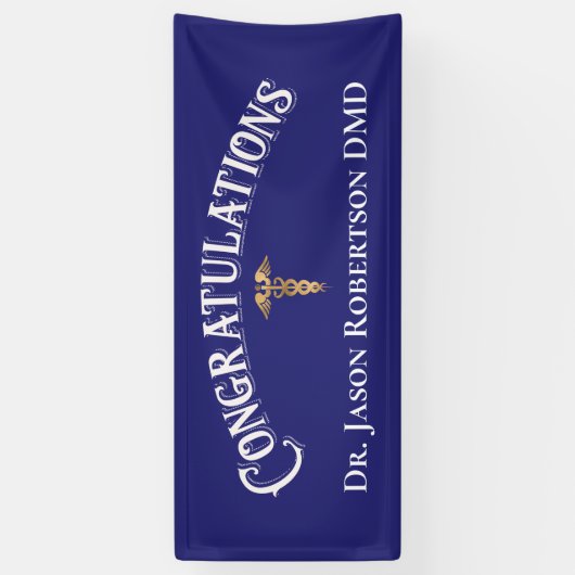 Gefeliciteerd Dentist Dental Modern Blue Banner (Verticaal)