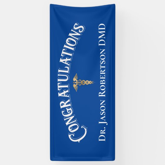 Gefeliciteerd Dentist Dental Modern Blue Spandoek (Verticaal)
