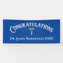 Gefeliciteerd Dentist Dental Modern Blue Spandoek