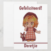 Gefeliciteerd Deretjie, Spakenburg chibi Feestdagenkaart (Voorkant / Achterkant)