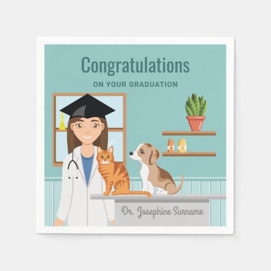 Gefeliciteerd dierenarts DVM afstuderen Servet (Voorkant)